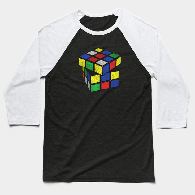 Vintage Cube Print - Rubik's Cube Inspired Design Baseball T-Shirt by Cool Cube Merch